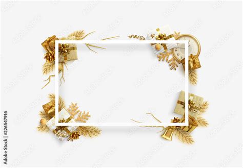 Christmas frame border banner. Happy new year greeting card, web poster ...