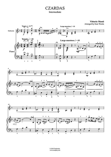 Csárdás (Intermediate Level, with Orchestra) (Monti) - Piano Sheet Music