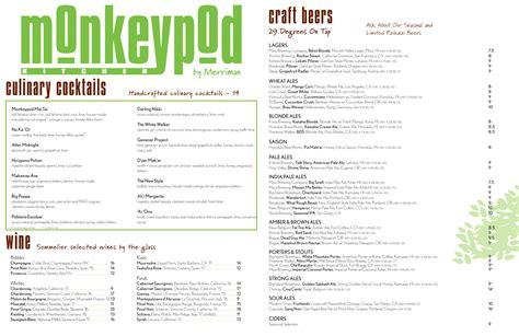 Monkeypod Kitchen Wailea Menu - MENU Magazine