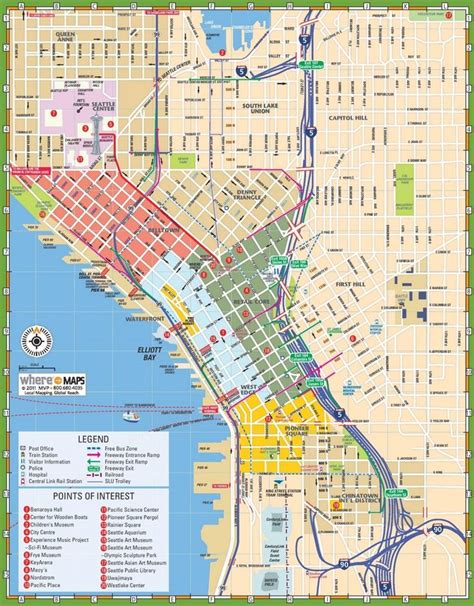 Seattle tourist map | Seattle vacation, Washington travel, Seattle travel