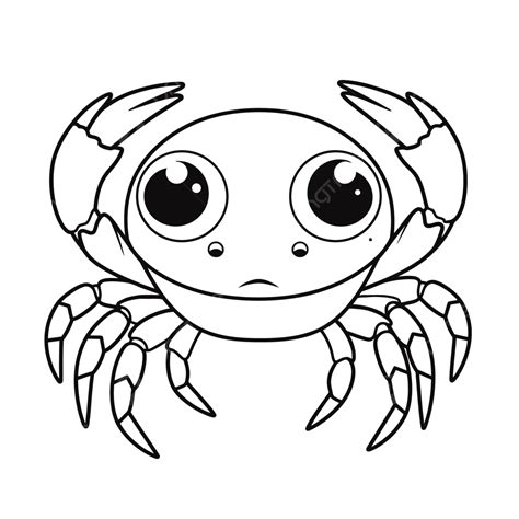 Crab With Big Eyes And Cute Cartoon Coloring Pages Vector, Basic Simple ...