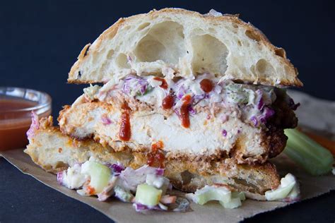 Buffalo Chicken Sandwich with a Gorgonzola Slaw | Say Grace | Recipe ...