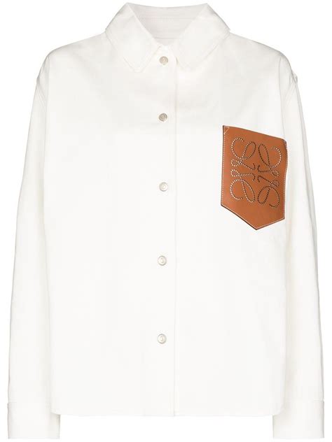 Loewe Calf Leather Pocket Shirt in White | Lyst