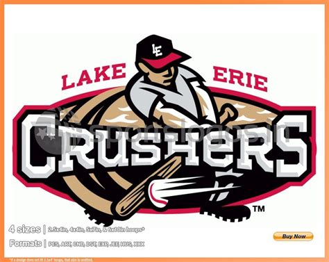 Lake Erie Crushers - 2009-2016, Frontier League, Baseball Sports Embroidery Logo in 4 sizes