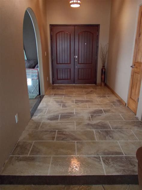 Tile Concrete Floors in Tucson, AZ - White Base with Tan Highlights - Arizona Cocnrete Designs ...