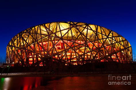 Beijing National Stadium by night The Bird's Nest Photograph by ...