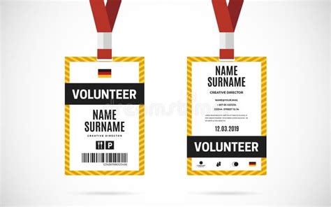 Event Volunteer Id Card Set Vector Design Illustration Stock Vector ...