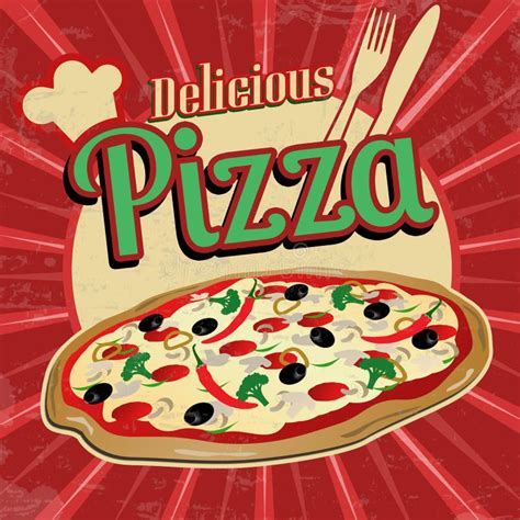 Delicious Pizza Vintage Poster Royalty Free Stock Photography - Image: 34808087