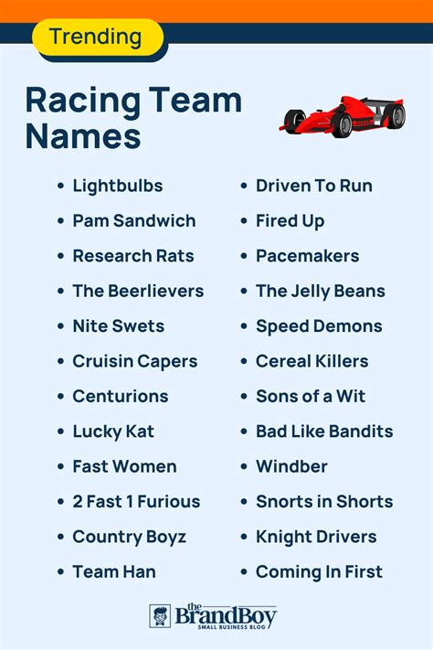 Racing Crew Names: 600+ Catchy and Cool names - nomdp.com