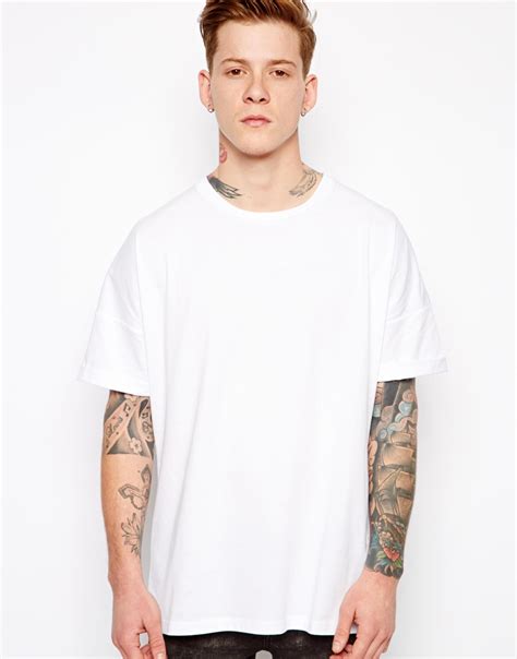 Asos T-Shirt With Oversized Fit And Roll Sleeve in White for Men | Lyst