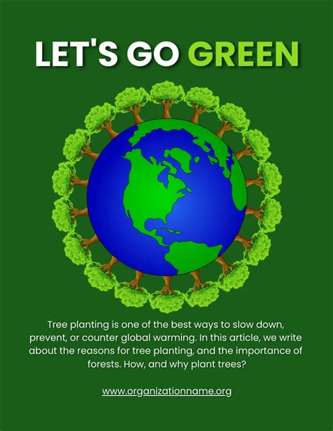 Green Simple Illustration Lets Go Green Environment Poster - Venngage