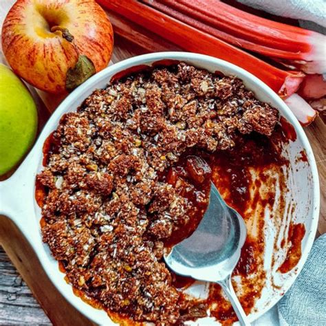 Protein Apple Rhubarb Crumble | Gluten Free Macro Friendly Recipes