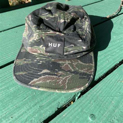 HUF Men's Black and Green Hat | Depop