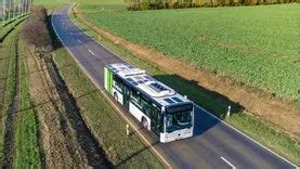 An electric bus fitted with integrated solar modules