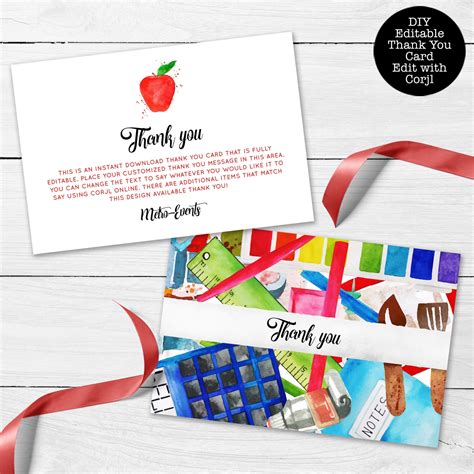 School Thank You Cards Custom Thank You Cards Teacher Thank - Etsy