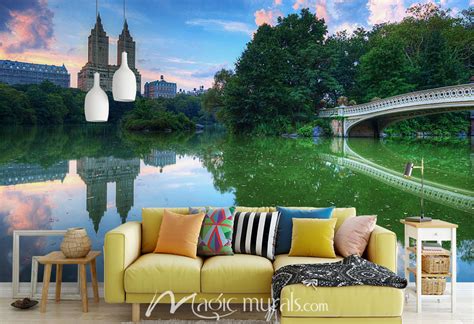 Central Park Lake Wallpaper Wall Mural by Magic Murals