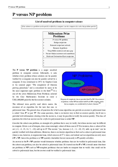 (PDF) P versus NP problem 1 P versus NP problem | Dardan Sojeva - Academia.edu