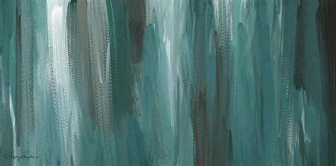 Meet Halfway - Teal and Gray Abstract Art Painting by Lourry Legarde