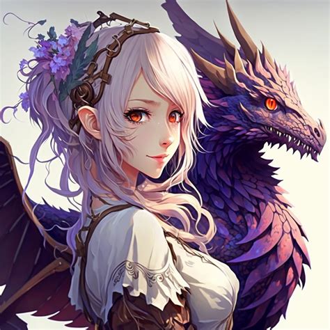 Anime Girl With Dragon