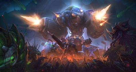 HD wallpaper: 4K, Heroes of the Storm, StarCraft Heroes, burning, night ...