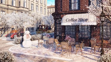 Cozy Snowy Morning Coffee Shop Ambience with Relaxing Jazz Music - YouTube