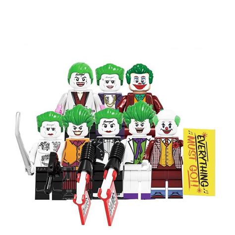 8pcs Joker Minifigures Compatible Lego Joker Minifigure