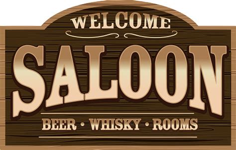 Wooden Welcome Sign For A Wild West Saloon Stock Illustration - Download Image Now - iStock