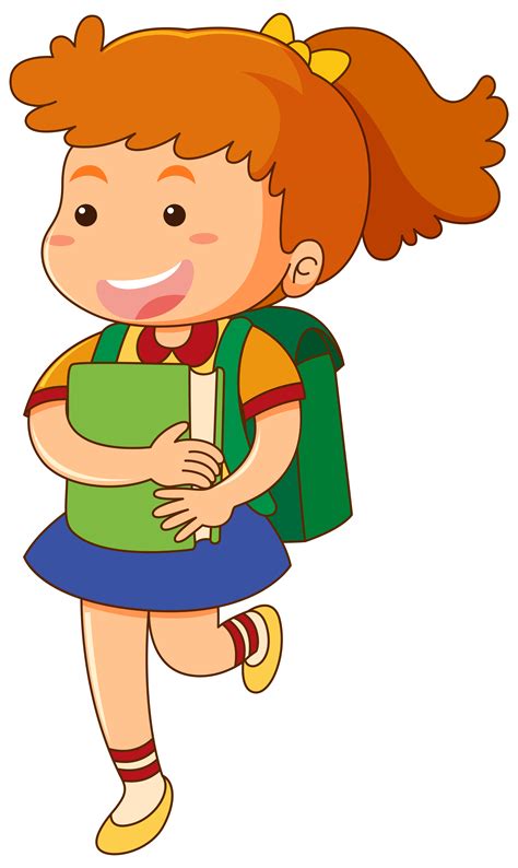 School girl with book and schoolbag 559866 Vector Art at Vecteezy