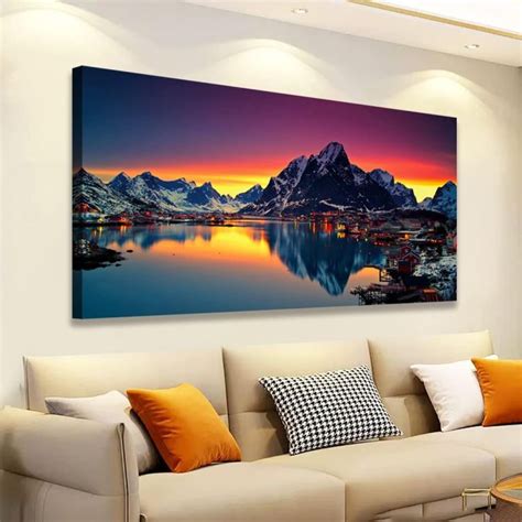 Nature Wall Art Colorful Lake Mountain Picture Canvas Prints Poster ...