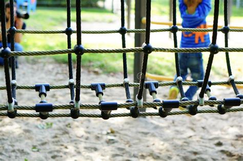 Rope Bridge at the Playground for Kids Stock Image - Image of outdoor ...