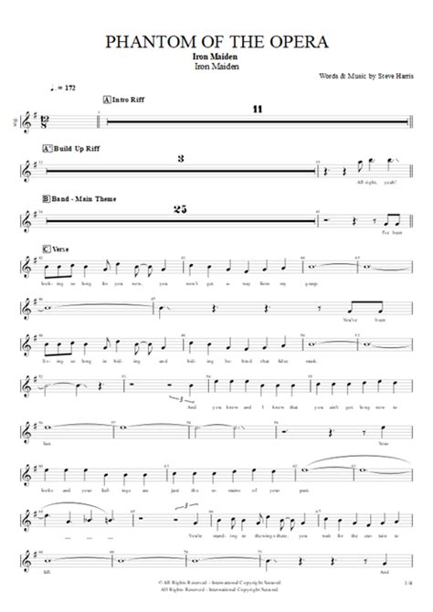 Tablature Phantom Of The Opera de Iron Maiden (Guitar Pro) - Full Score | mySongBook