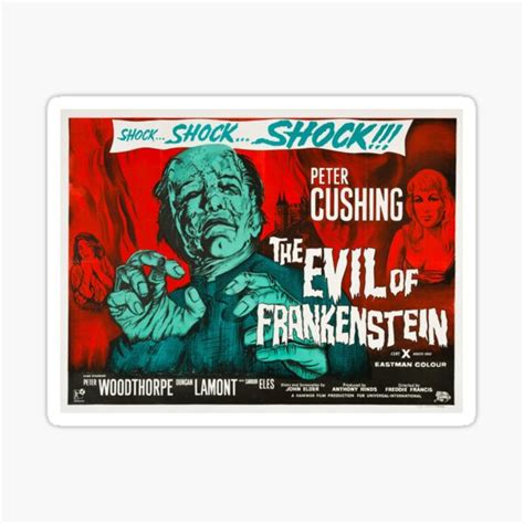 "The Evil Of Frankenstein Retro Horror Movie Poster" Sticker by rollthemall | Redbubble