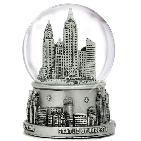 Silver New York City Skyline Snow Globe