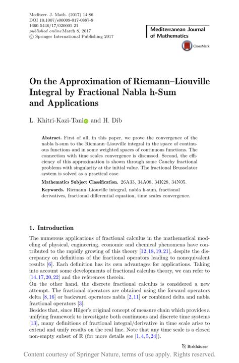 On the Approximation of Riemann–Liouville Integral by Fractional Nabla ...