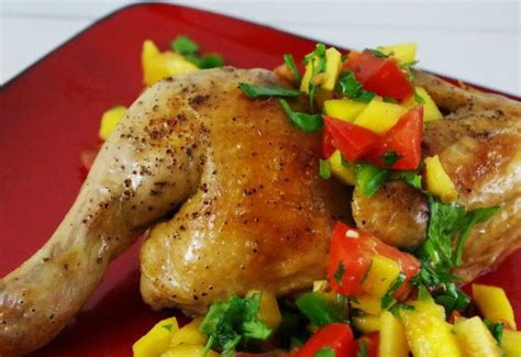 Crispy Slow Cooker Cornish Game Hen with Red Pepper Mango Salsa ...