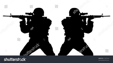 Black Silhouette Riflemen On White Stock Illustration 11873239 | Shutterstock