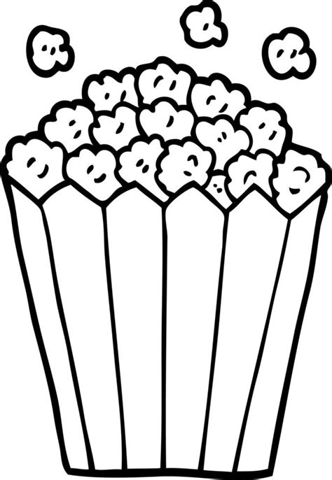 line drawing cartoon popcorn 12128167 Vector Art at Vecteezy