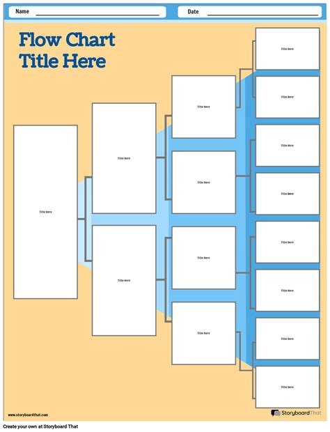 Blue Background Horizontal Flow Chart Worksheet Template