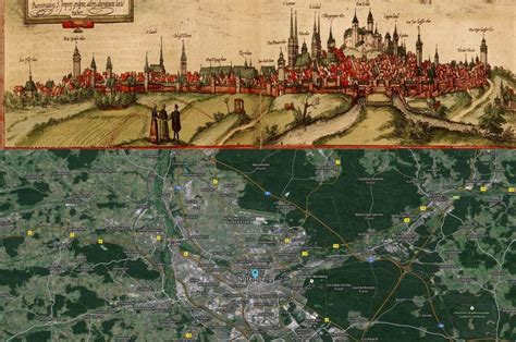 Nuremberg, Germany Map: Then (1572) and Now(2015) | Germany map, Old ...