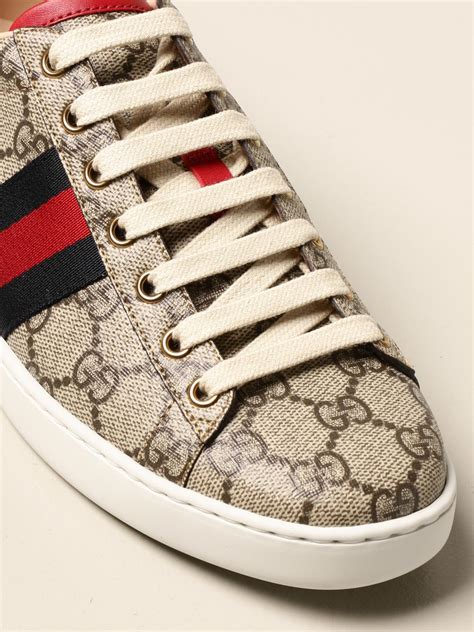 GUCCI: Ace sneakers in GG Supreme fabric with Web bands | Sneakers ...