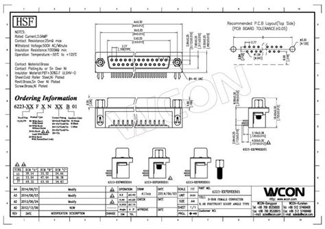 WCON DB25 Connector Right Angle 25 Pin Female Connector For PCB PBT Balck ROHS