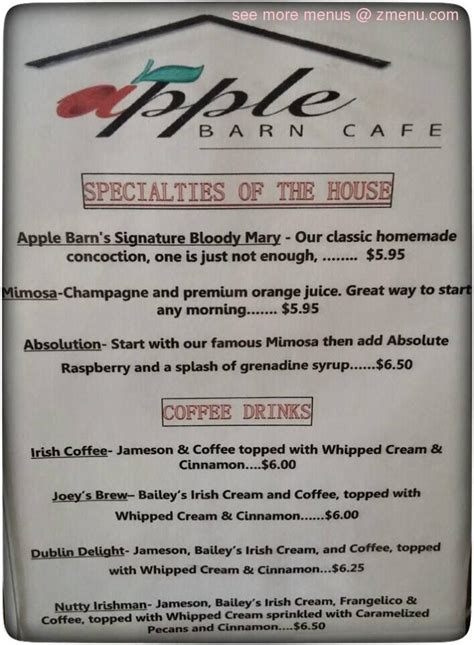 Online Menu of The Apple Barn Cafe Restaurant, Hendersonville, North ...