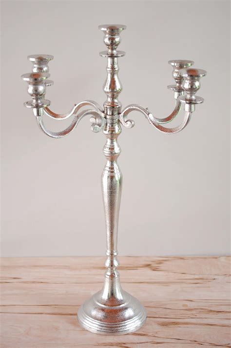 Silver Moretti Candelabra 24.5in Tall | Candelabra wedding centerpieces, Candlabra centerpiece ...