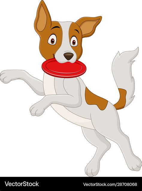 Cartoon dog playing flying disc Royalty Free Vector Image