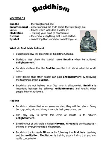 Buddhism intro worksheet 2011.doc | Teaching Resources