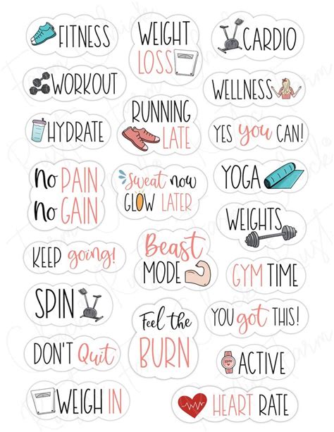 Buy FITNESS Digital Stickers for Goodnotes, Exercise Pre-cropped ...