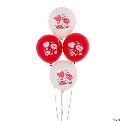 Valentine Heart & Lips Print 11" Latex Balloons - 24 Pc. | Oriental Trading