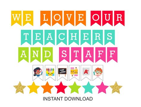 Teacher Appreciation Week Banner Printable / Printable Teacher Appreciation Day Banner / We Love ...