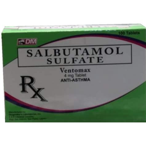 VENTOMAX Salbutamol Sulfate 4mg Tablet 100's price in the Philippines | MedsGo Pharmacy