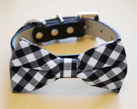 Plaid Black Dog Bow tie collar, Black and whtie bow tie – LA Dog Store